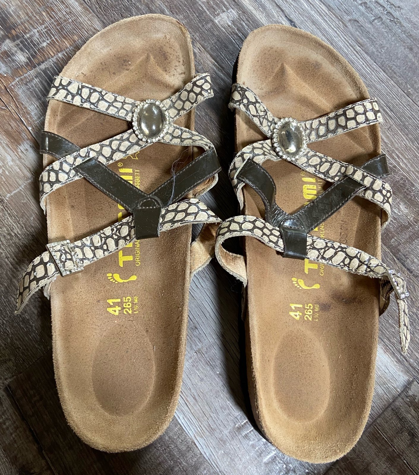 Birkenstock Birkenstock Tatami Metallic Snake Print Jewel Sandals 41