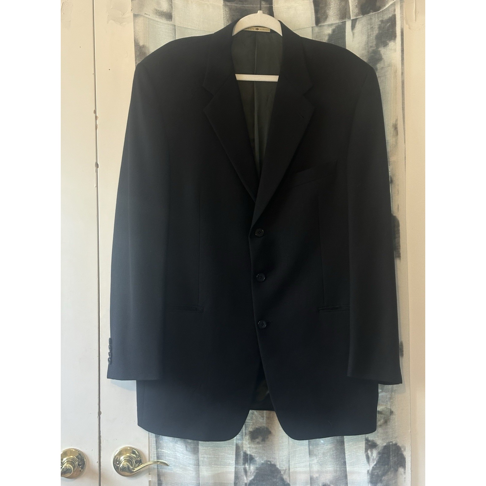Joseph Abboud Blazer 46R Black 3 Button 100% Wool Sport Coat blazer