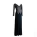 Vintage Tadashi Shoji Deep V Neck Shimmery Black Gown L 12