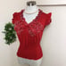 M's Gracie Frill Ribbon Top Red (38)