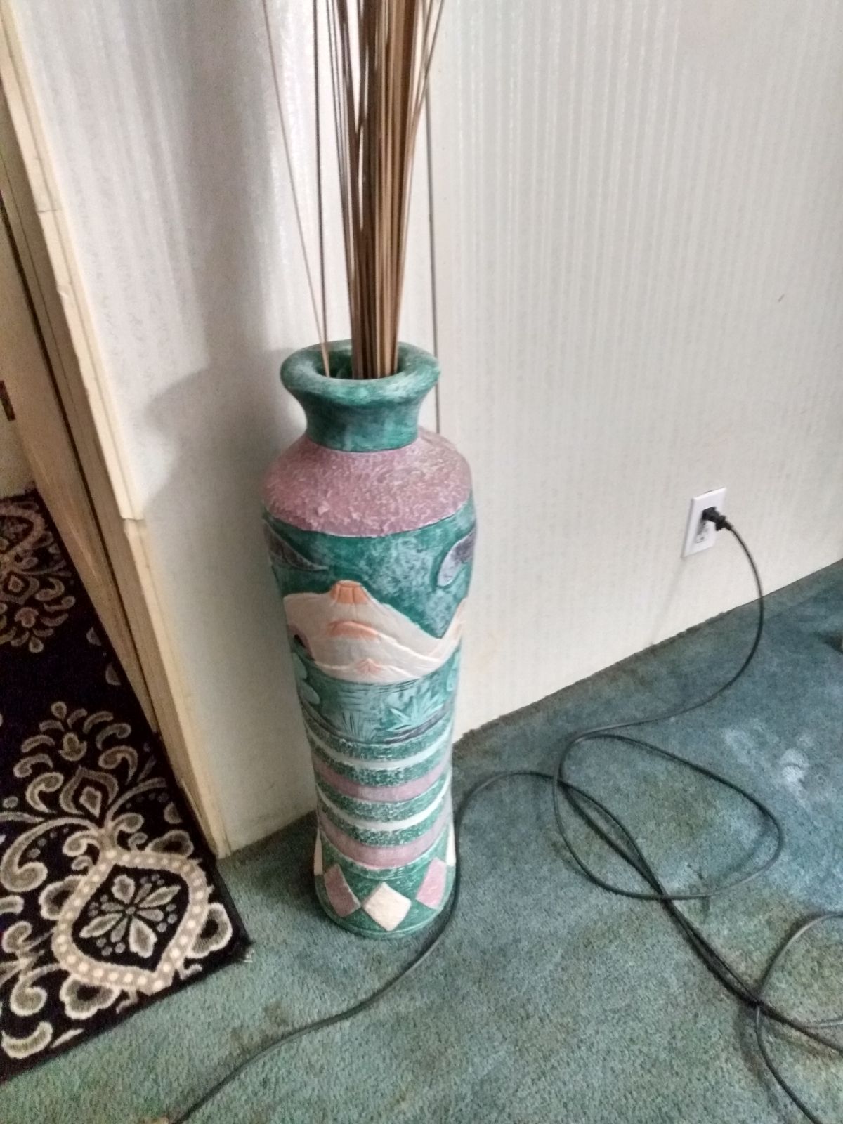 Vintage terricotta multi cord handmade vase from mexico