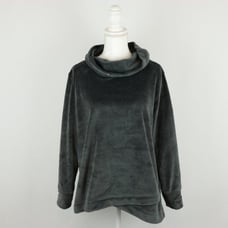 Soft Surroundings Women's Medium Gray Velour Cowl Neck Tulip Hem Sweater