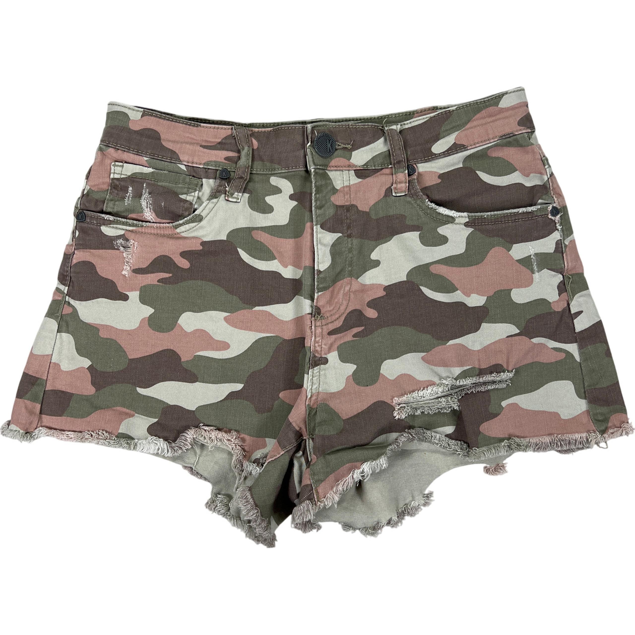 Kut From The Kloth Women's Green Camouflage High Rise Jane Jean Shorts - 4