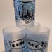 4 Frosted Souvenir Glasses Drinkware Barware Vintage-Inspired Chicago Landmarks