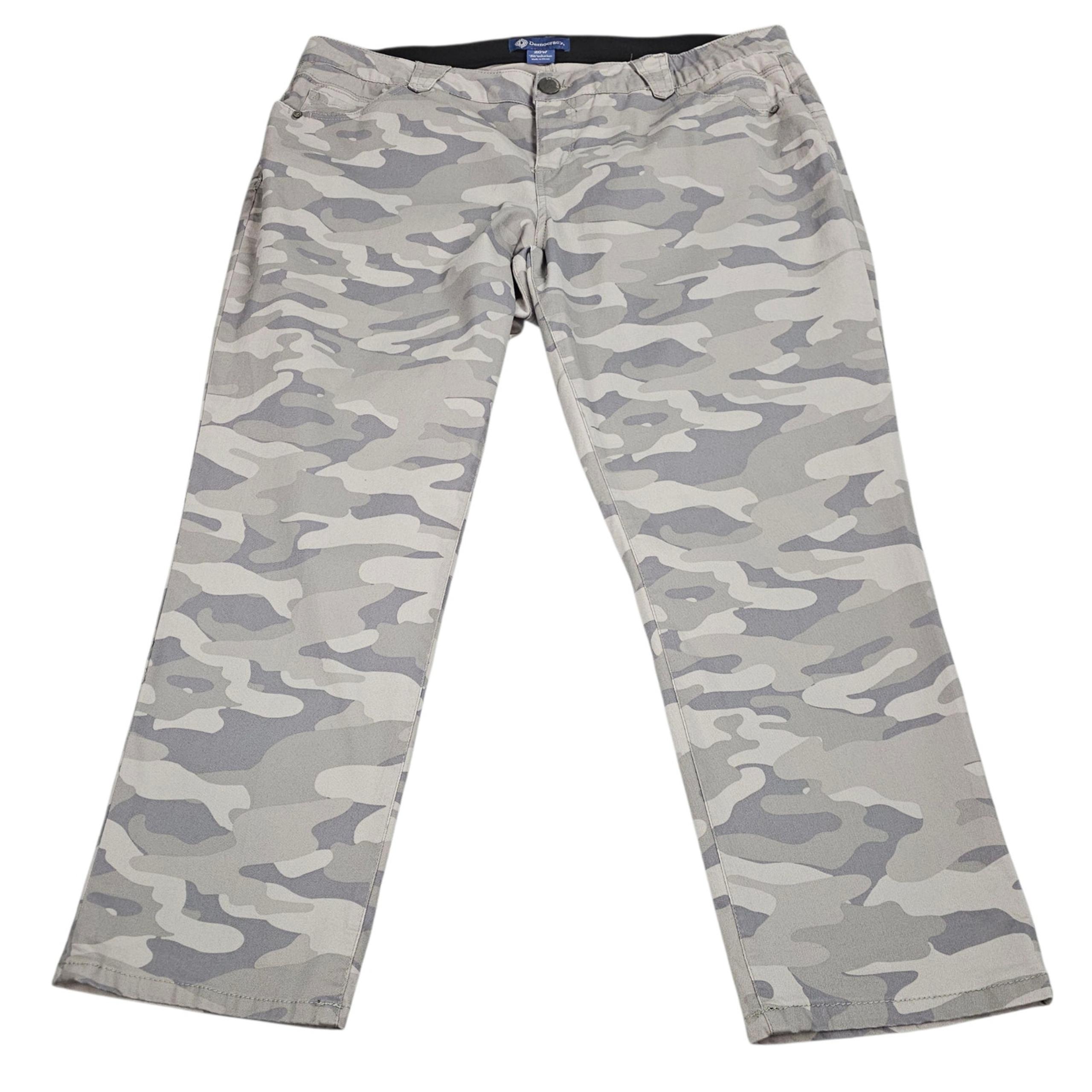 Jeans Womens Size 20W Gray Ab Solution Camo Ankle Cropped Stretch - Democracy