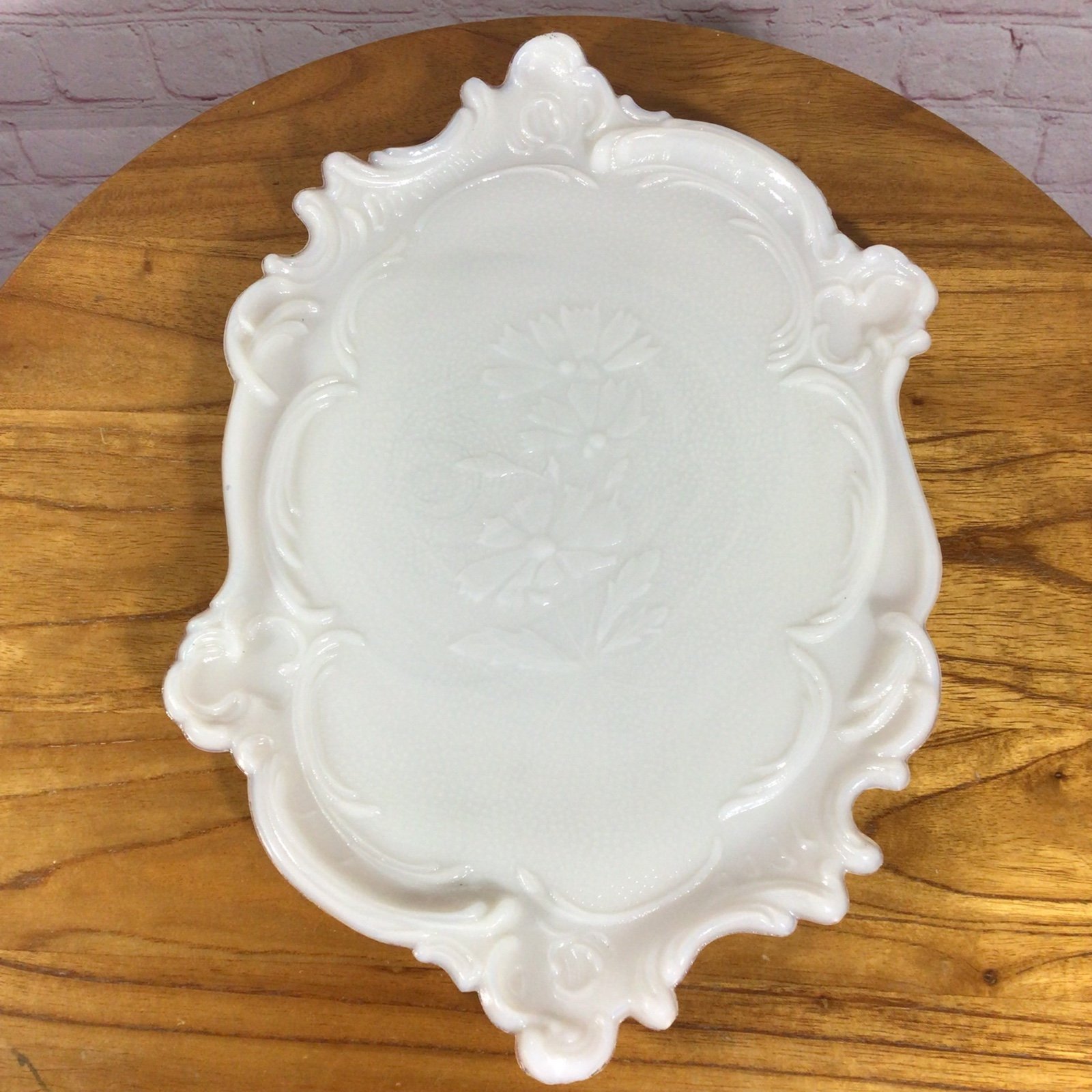 Antique Floral hotsell White Milk Glass Dresser Tray