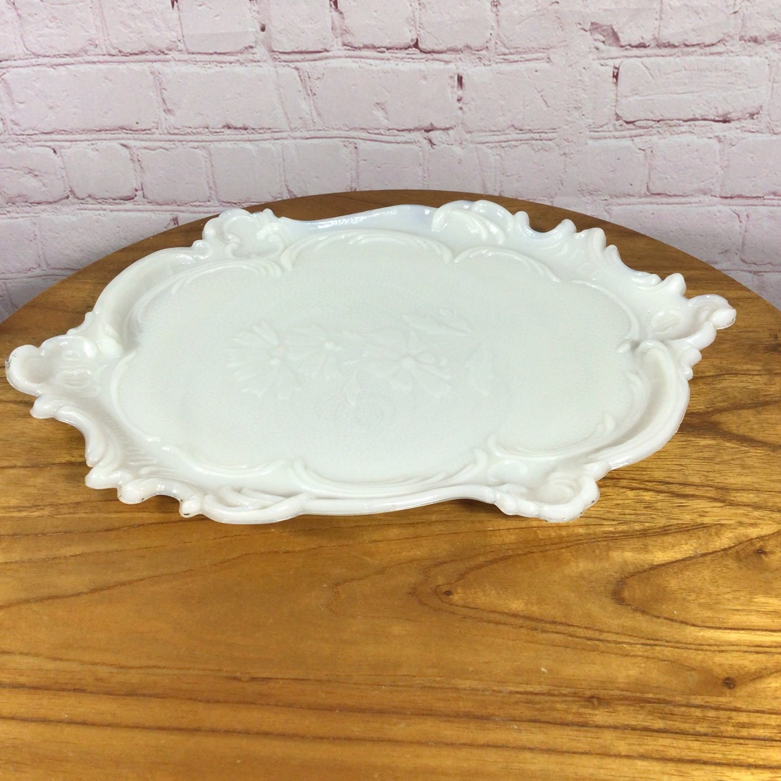 Antique Floral hotsell White Milk Glass Dresser Tray