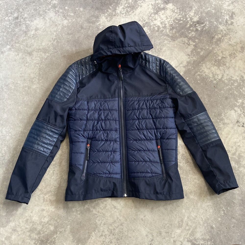 Ron Tomson Rnt 23 Jacket Mens Size Medium Navy Blue Hooded Puffer Turkey