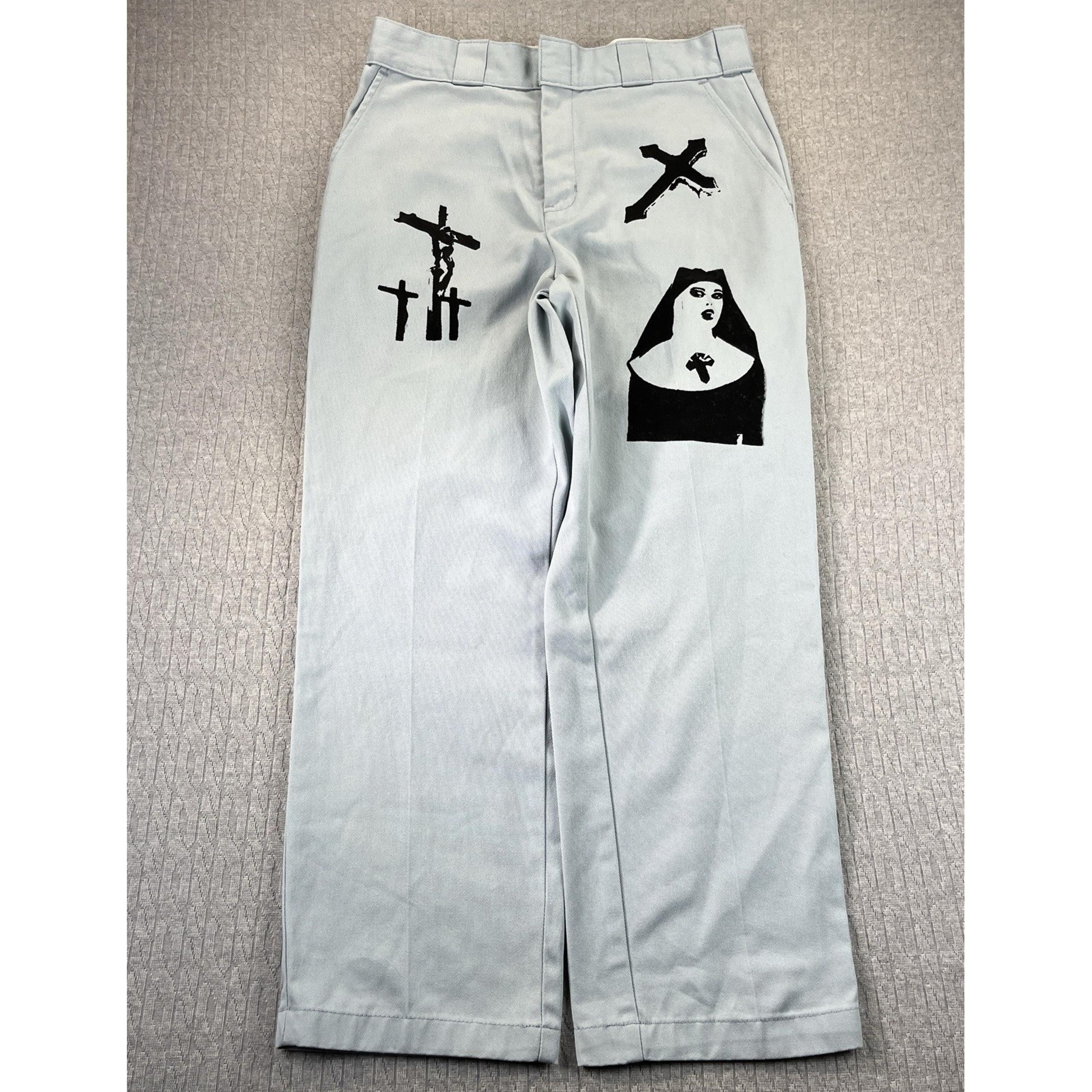 Dickies death punk rock & Roll Women (30X26) relaxed fit high rise custom pants