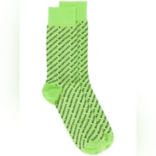 NWT BALENCIAGA ALL OVER LOGO KNITTED SOCKS IN ACID GREEN