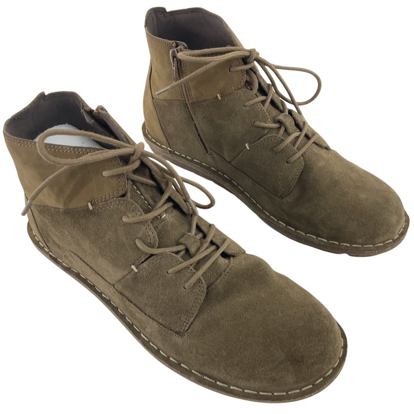 Clarks Brown Leather Suede Chukka Side-Zip Ankle Boots Women’s Size 10 Preowned