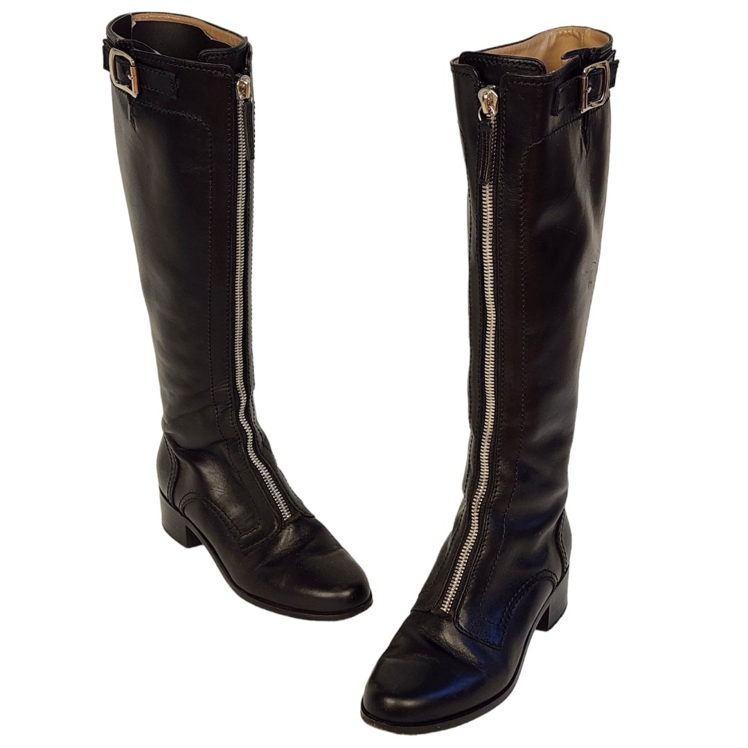 Proenza Schouler Zippered Tall Black Leather Boots