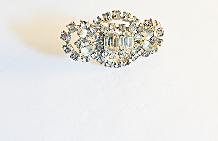 Estate Art Deco Crystal Large Brooch