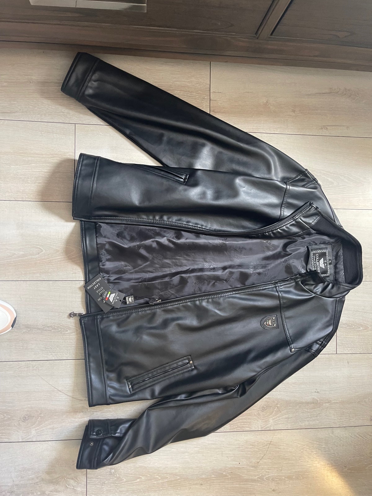 black leather jacket