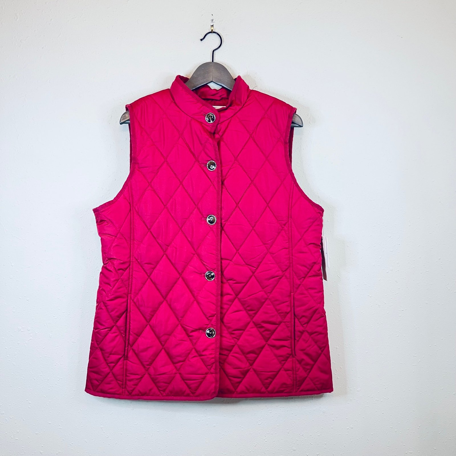 Kenneth Cole Quilted Mid Length Women’s Wine Vest/Sz:L/NWT