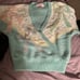 jocelyn smith Pastel Knit Wrap Sweater Beaded Sz med Ribbons & Pearls Preppy Min