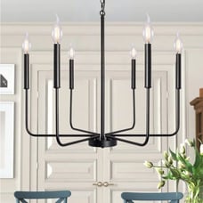 Black Chandelier, 6-Light Farmhouse Chandelier for Dining Room Lighting...