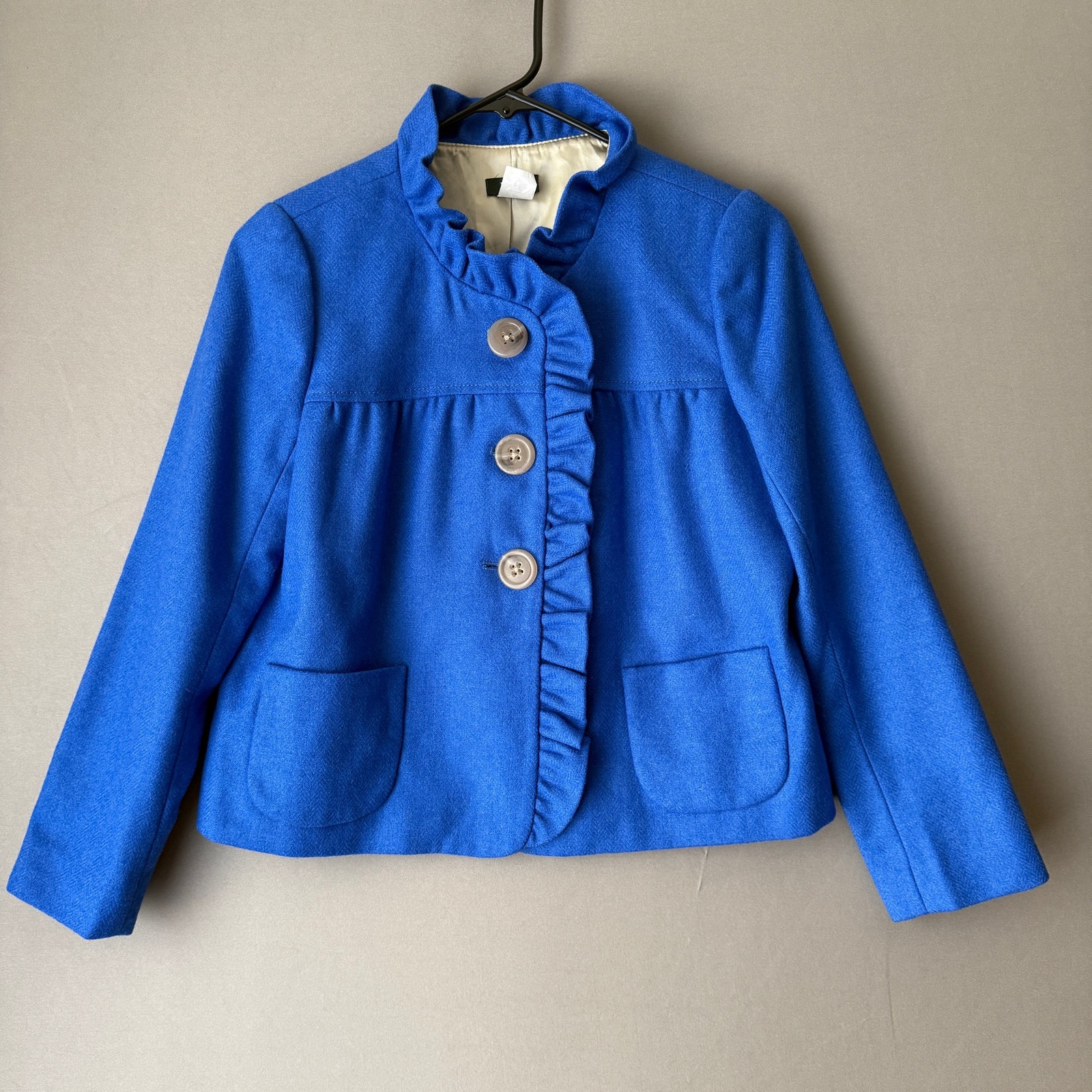 J.Crew sz 2 Blue Wool ruffle bolero Jacket