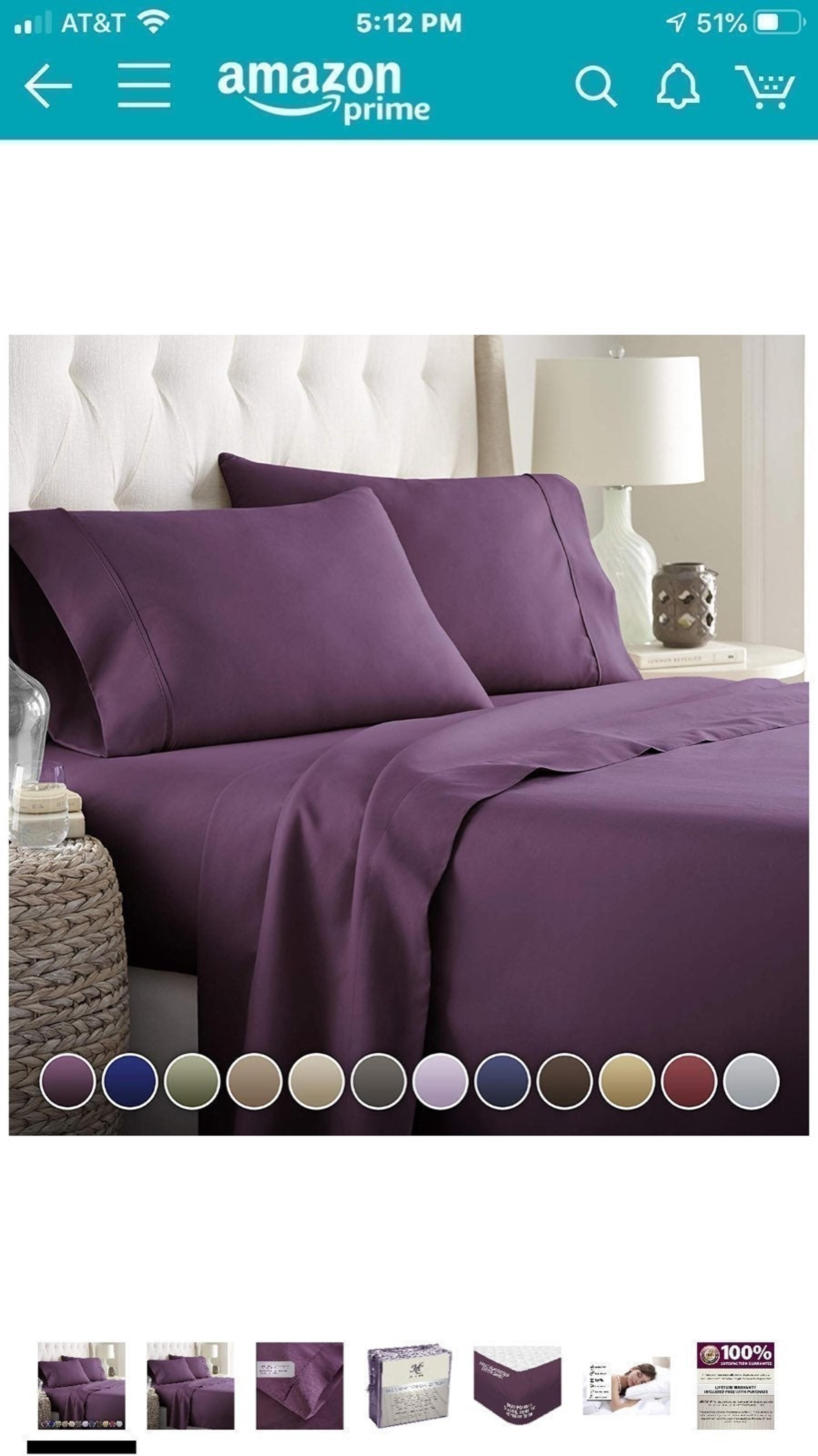 Hotel Luxury Bed Sheets Set 1800 Eggplan