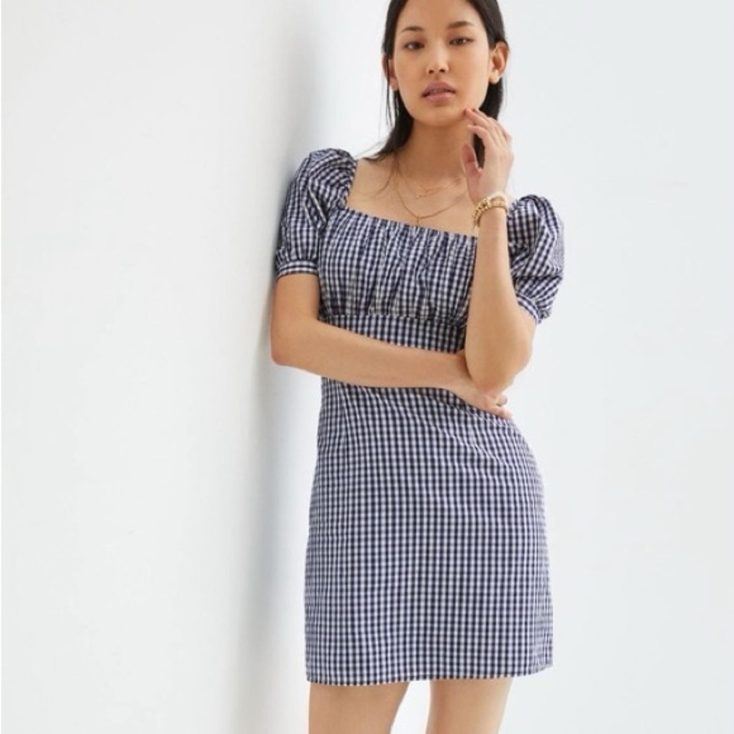 Anthropologie x Forever That Girl Gingham Check Puff Sleeve Dress NWT