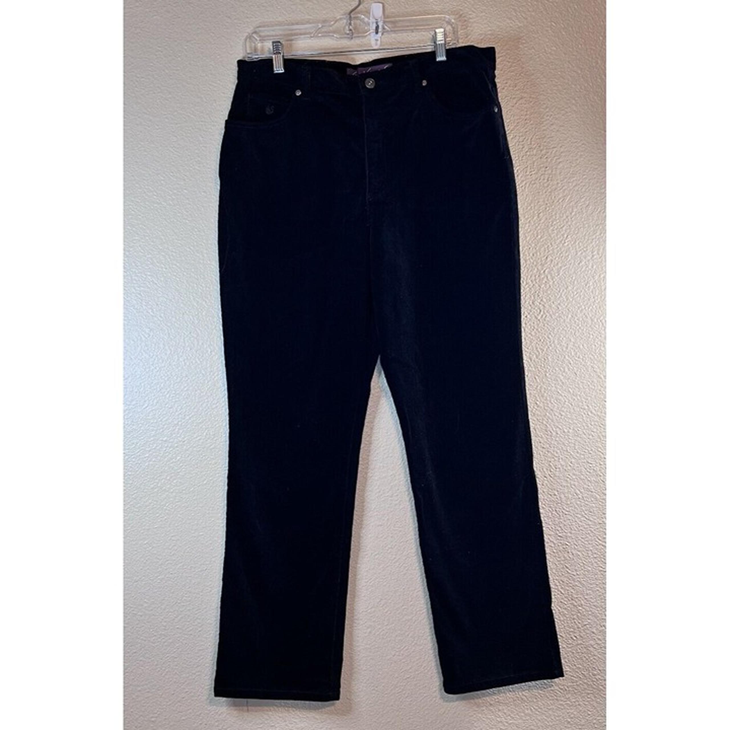Gloria Vanderbilt Size 14 Corduroy Pants Black Cotton Blend Stretch Button Fly