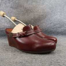 Cole Haan Shoes Womens 8 Mule Wedge Slip On Leather Fashion Comfort Buckle Brown