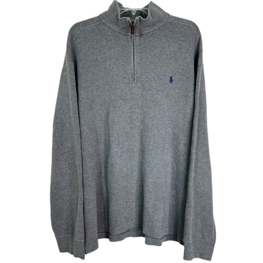 Polo Ralph Lauren 1/4 Zip Mock Neck Pullover Classic Sweater Grey Men’s Sz XXL