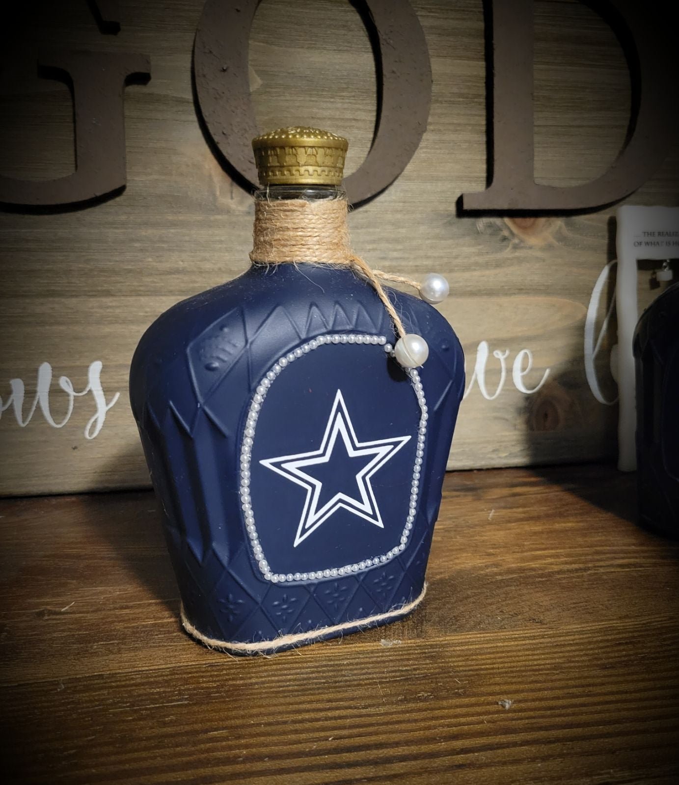 Custom Painted Crown Bottle Dallas Cowboys