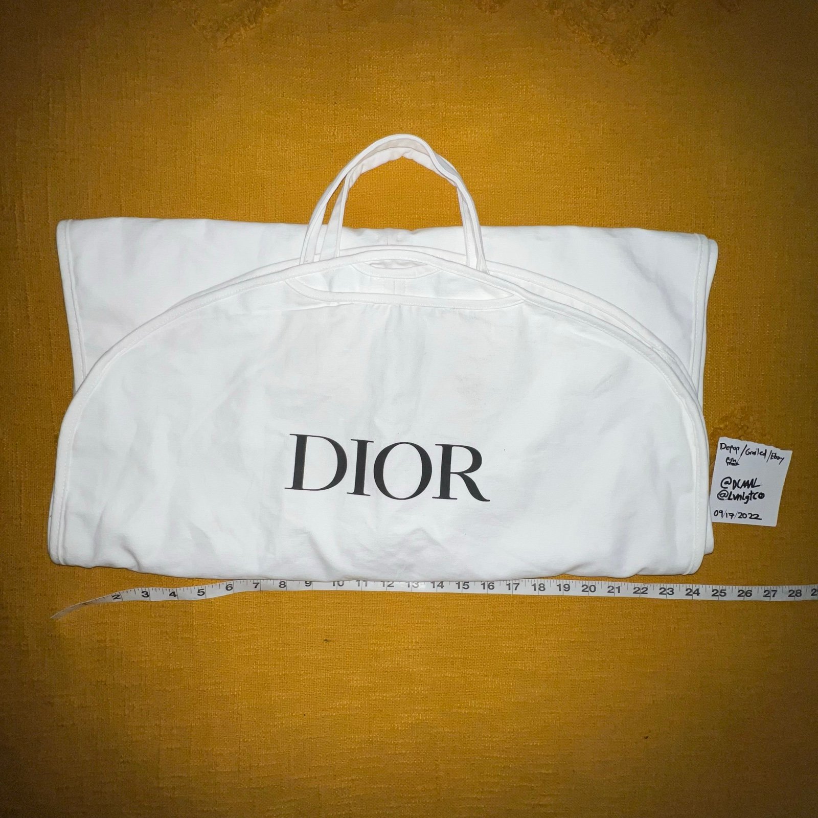 Chrisitian Dior Suit Clothing Cover Bag in white. One size