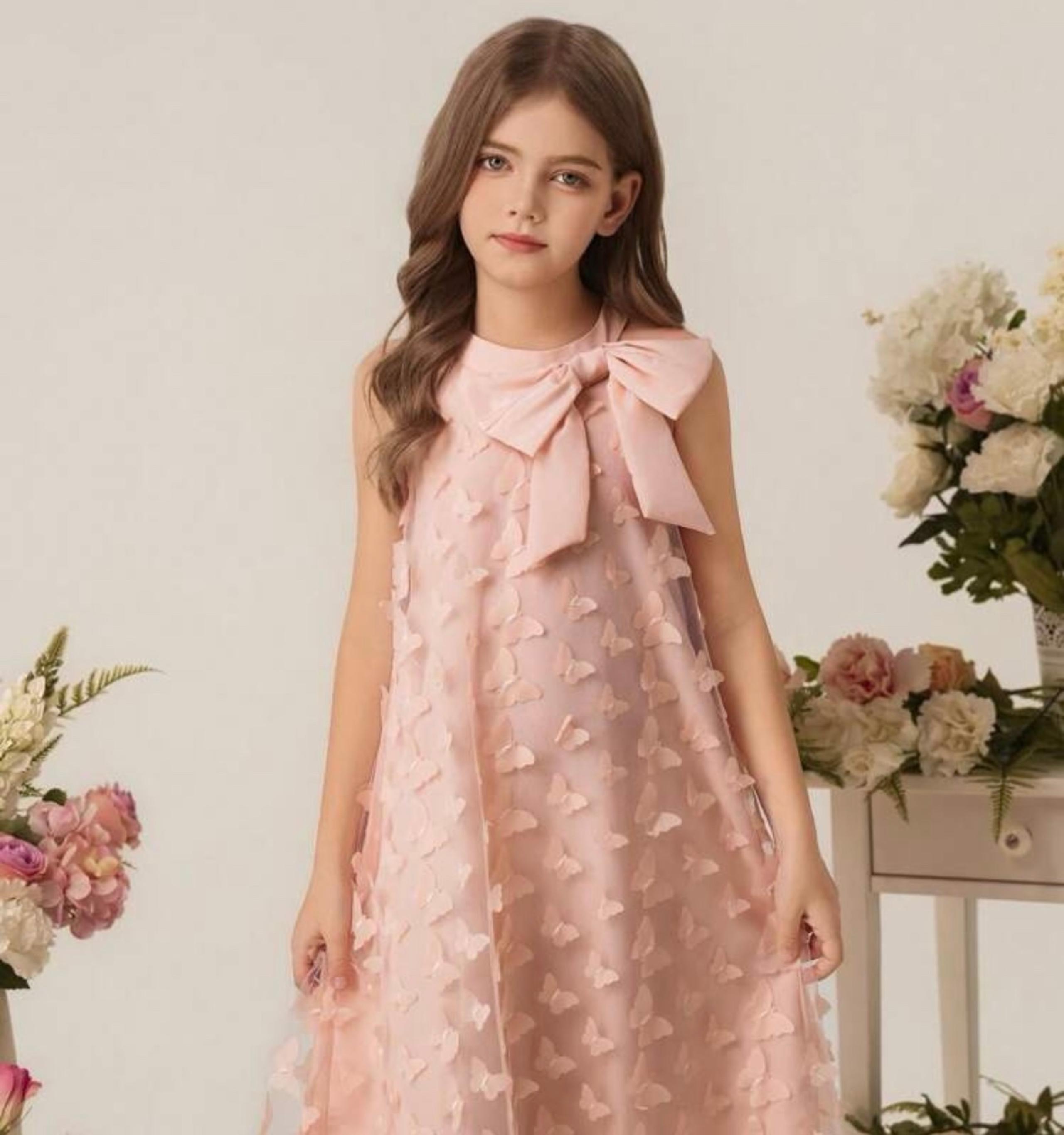 Beautiful Girls' butterfly Sleeveless Dress With Bow Design size 12