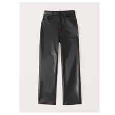 Abercrombie Women The Ankle Straight Ultra High Rise Vegan Leather Black Size 22