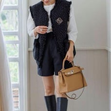 Brand new, unused BLUELEA Dot tweed fur gilet.