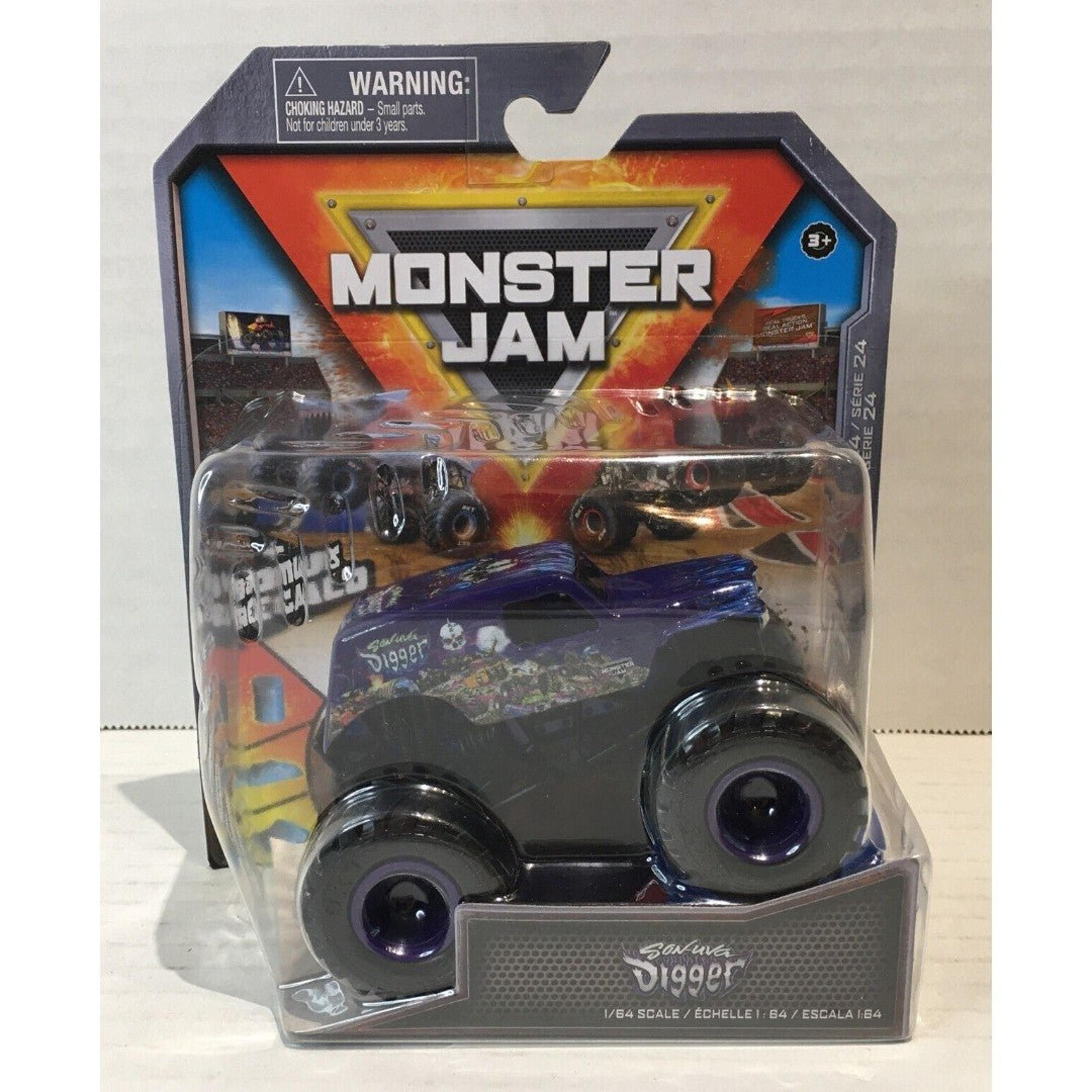 New Monster Jam SON-UVA DIGGER 1:64 Series 24 w/ Bonus Blue Barrel