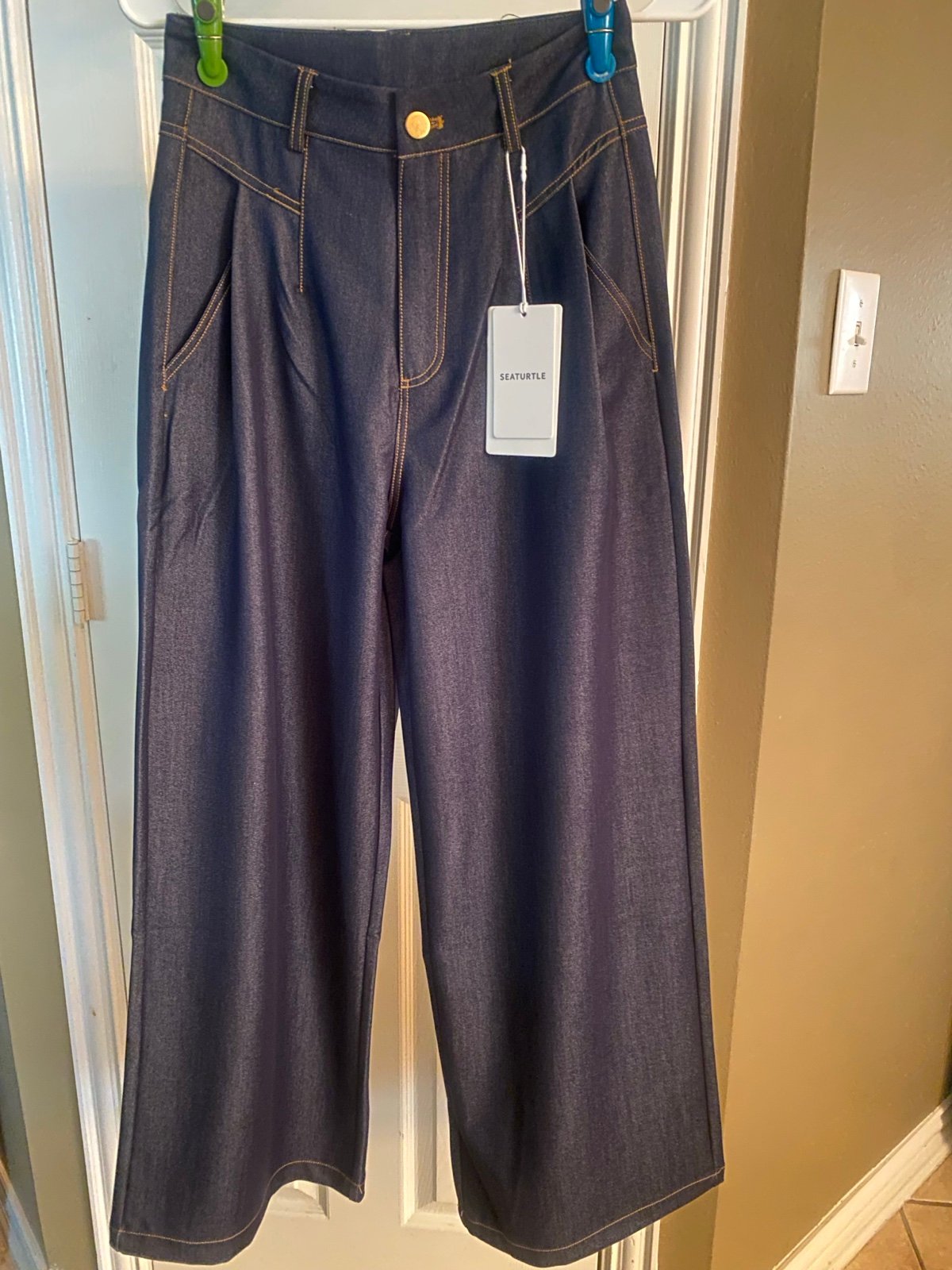 Wide leg denim pants. Super soft and quality fabric. NWT. Size M