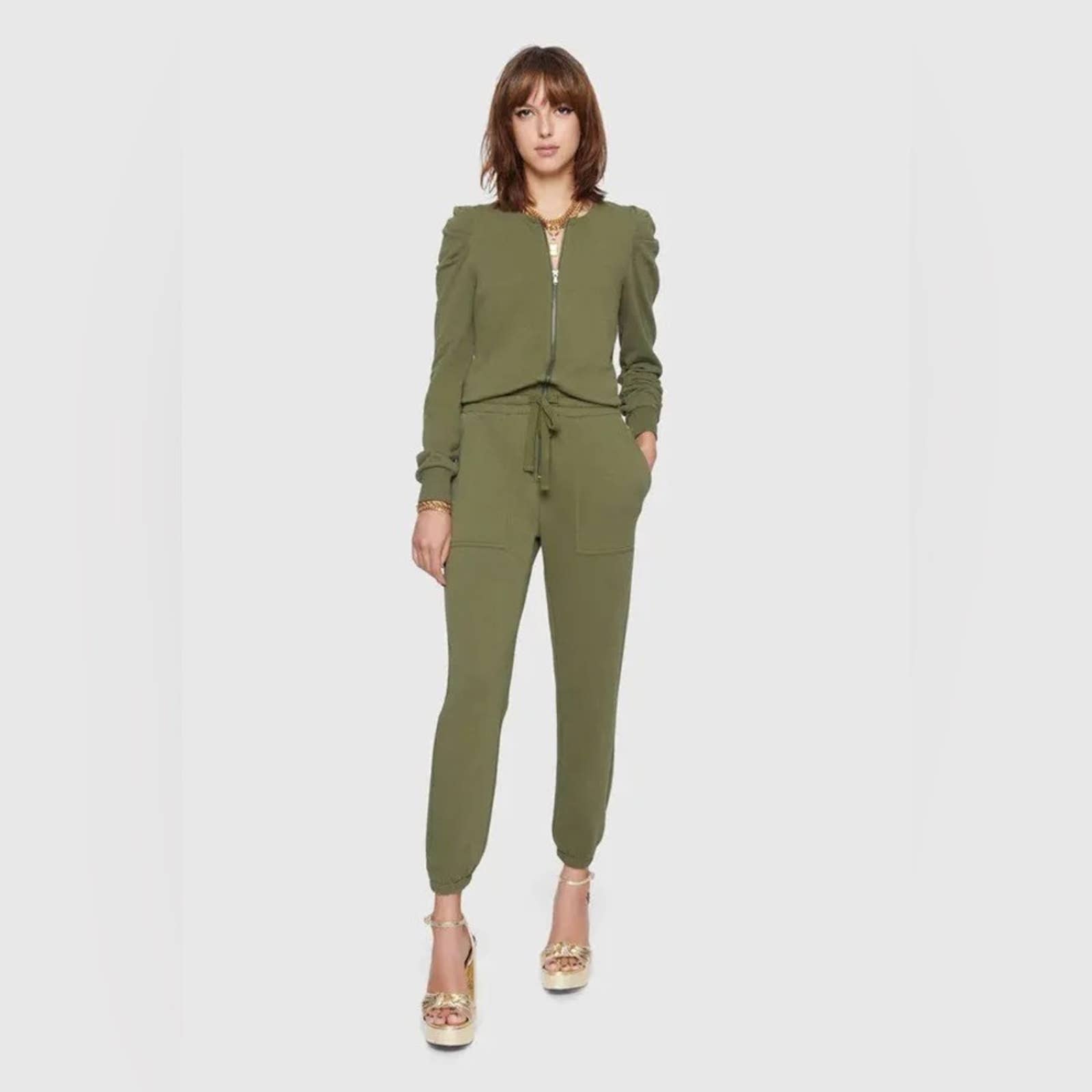 Rebecca Minkoff Military Green Janine Jumpsuit Size Large