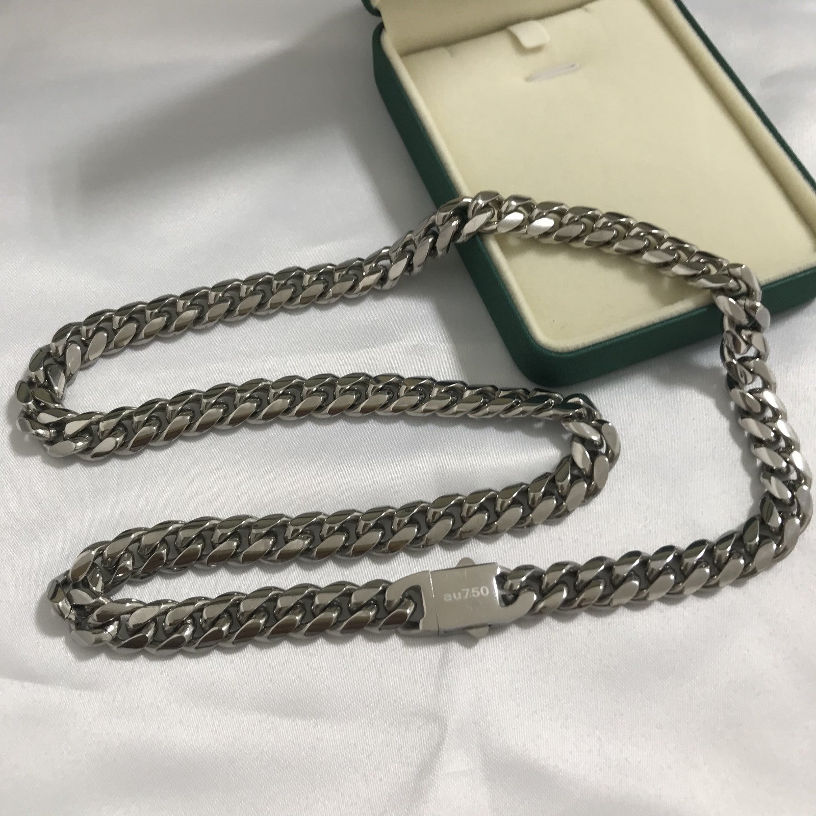 Solid gold white Gold 18K Miami Cuban Link Chain