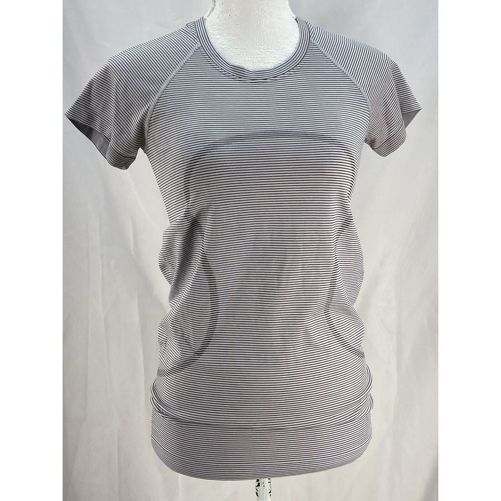 Lululemon Swiftly Tech Short Sleeve Shirt 2.0 Tetra Stripe Asphalt Gray Size 6