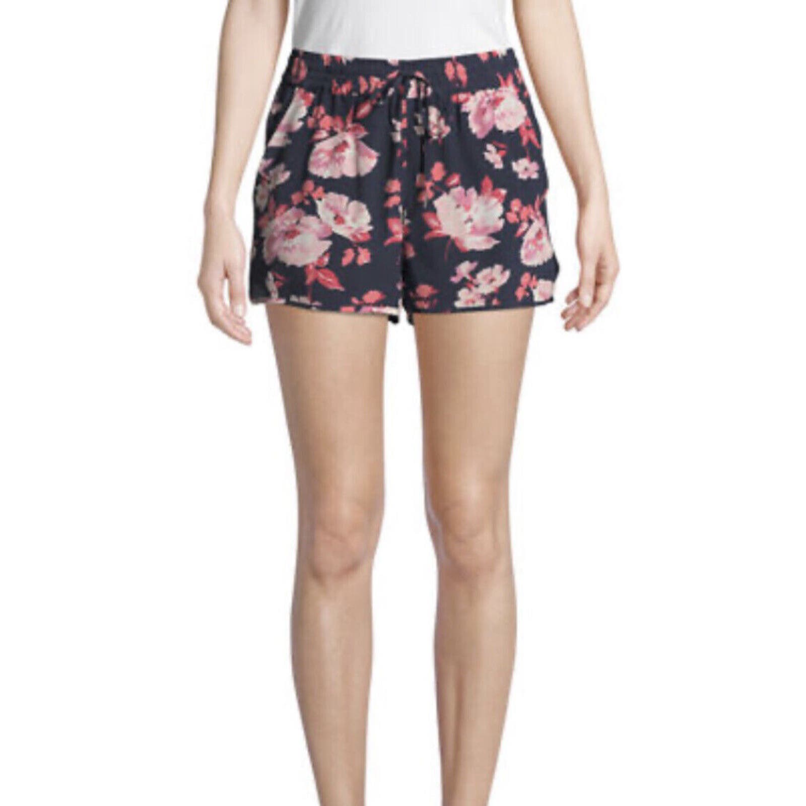 Joie Layana Floral 100% Silk Shorts Pockets Dark Navy Pink Retail 178 Sz XS NWT