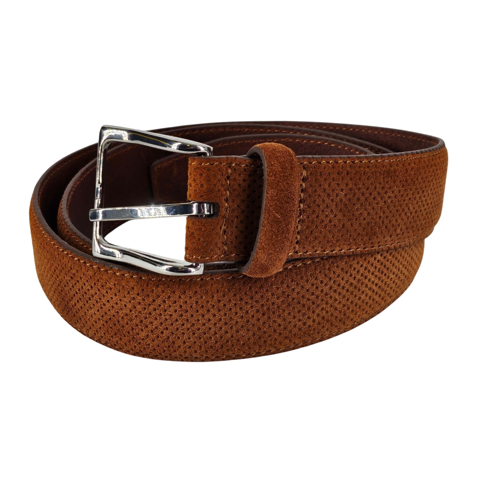 MICHAEL BASTIAN MEN'S BROWN ITALIAN LEATHER TEXTURED SUEDE BELT – SIZE 40