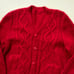 Vintage Fisherman Chunky Red Shaggy Cableknit Fish Button Heavy Cardigan Sweater