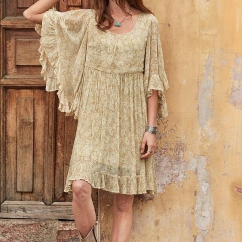 Sundance Floral Dreams Crinkle chiffon dress cottagecore boho