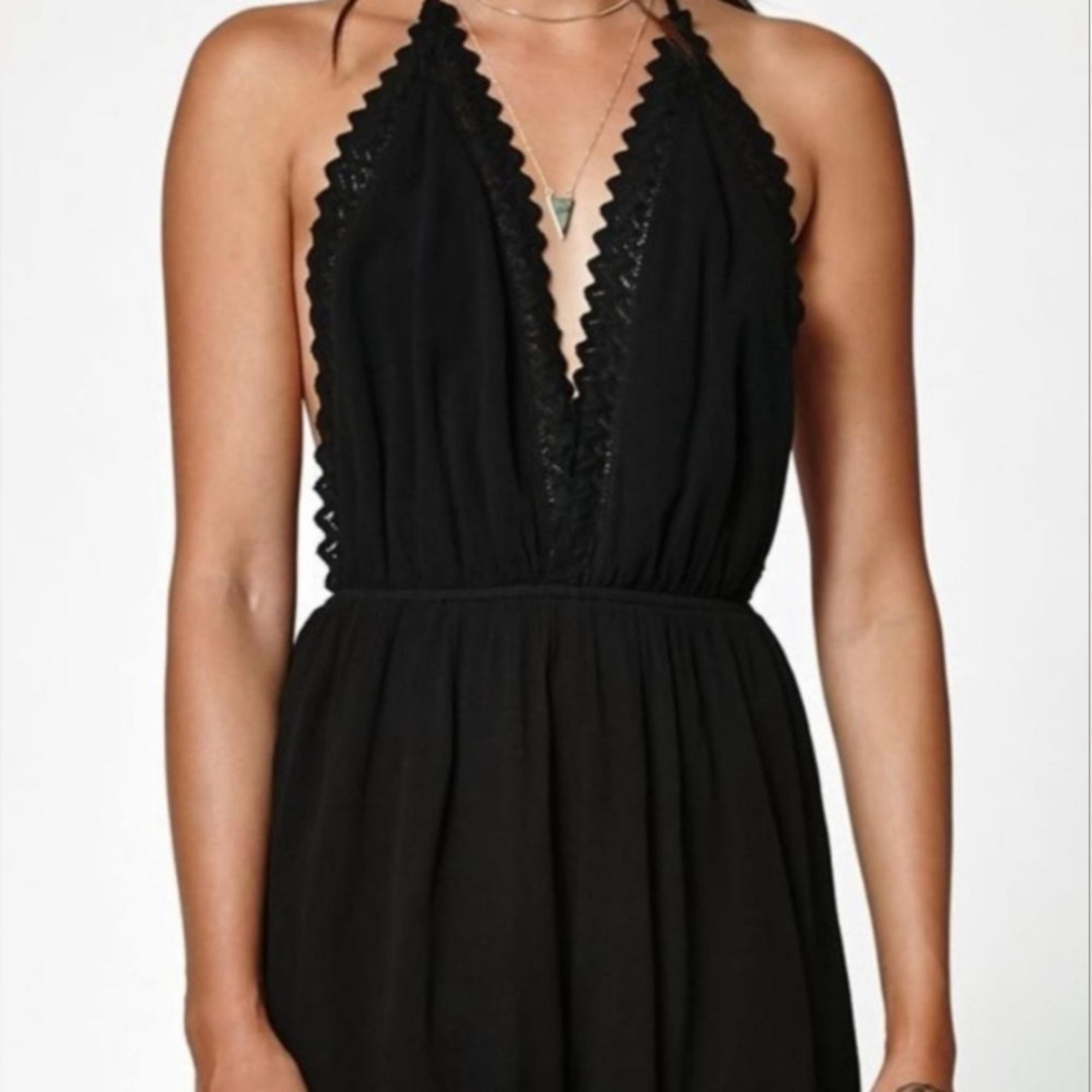 Kendall & Kylie Black Boho Ruffled Halter Party Evening High Waist Romper
