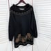 Vintage Victoria Jones 90s Floral Beaded Cowl Neck Tunic Sweater Black Medium