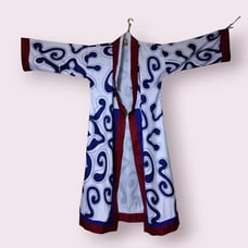 ainu pattern kimono with obi belt