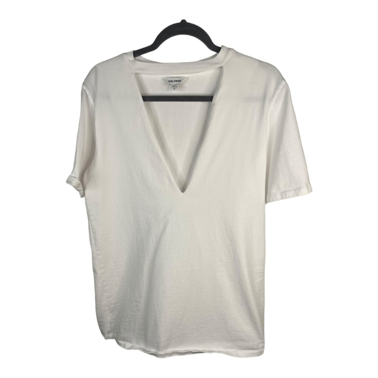 GRLFRND Busty Tee Shirt Front Cut-Out Cotton Short Sleeve Top White Size Small