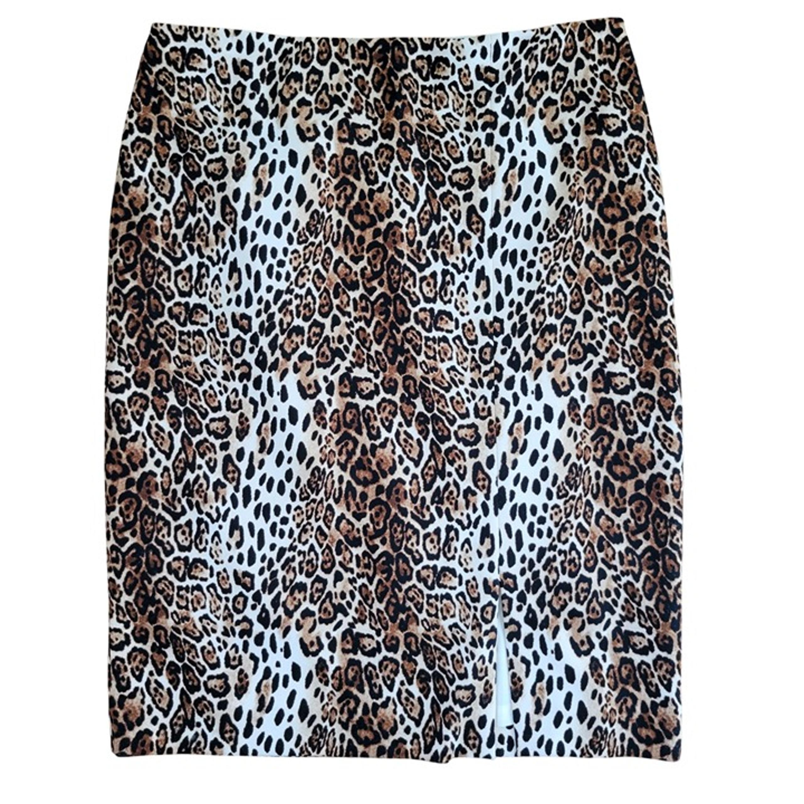 White House Black Market Leopard Pencil Skirt 12 Cheetah Animal Print Front Slit