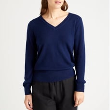 Quince Mongolian Cashmere V-Neck navy L