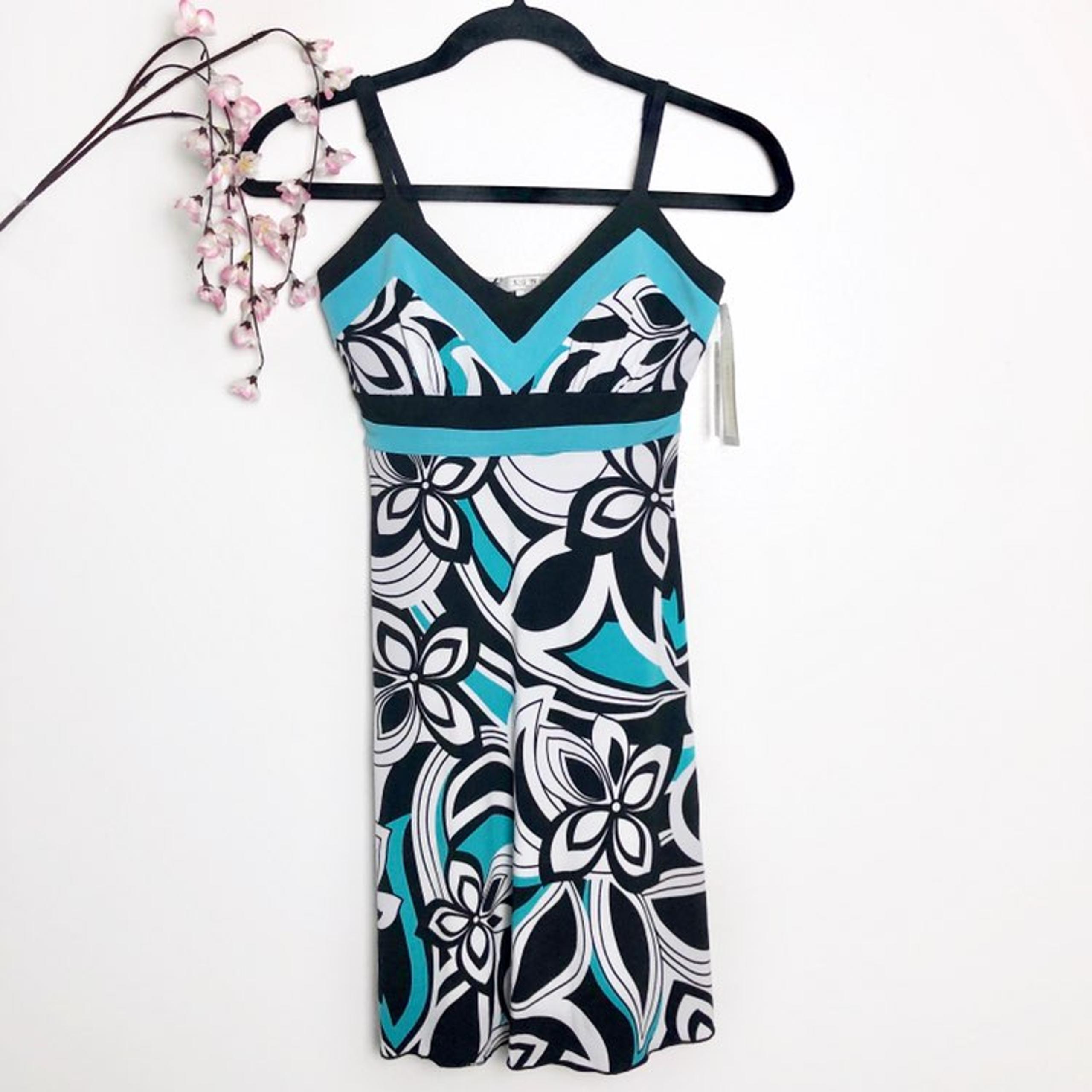 NWT LaBelle Blue & Black Floral Dress