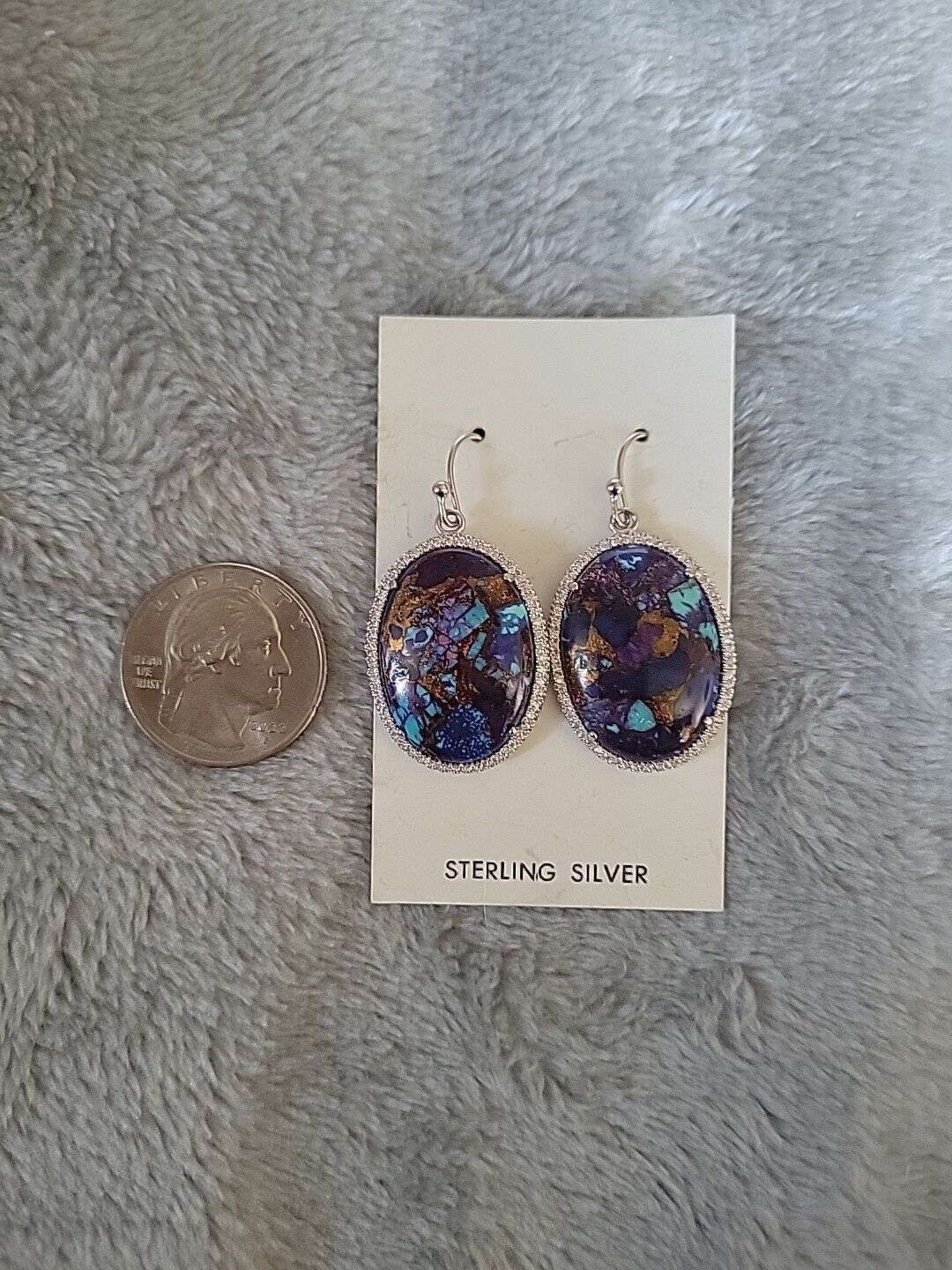 Purple Mojave Turquoise And CZ Earrings