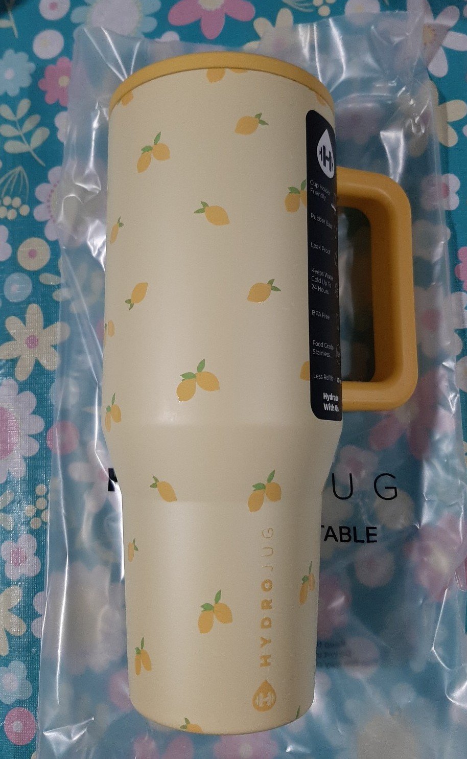 NWT HydroJug Traveler Main Squeeze Lemons 40 oz